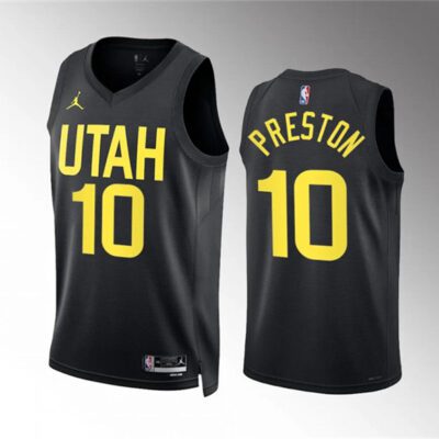 Utah Jazz #10 Jason Preston Black Statement Edition Stitched Basketball Jersey