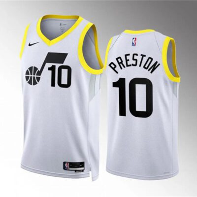 Utah Jazz #10 Jason Preston White Association Edition Stitched Basketball Jersey