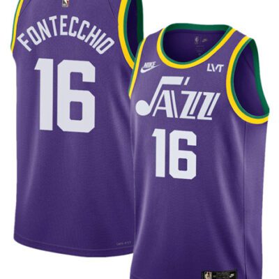 Utah Jazz #16 Simone Fontecchio Purple 2023 Classic Edition Stitched Basketball Jersey