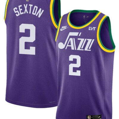 Utah Jazz #2 Collin Sexton Purple 2023 Classic Edition Stitched Basketball Jersey