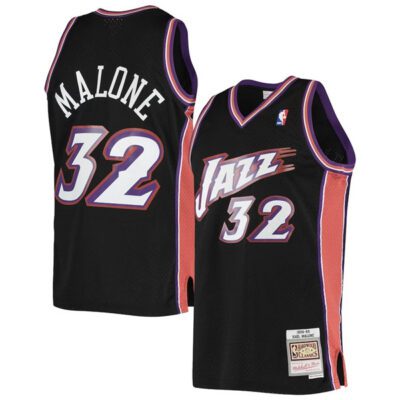 Utah Jazz #32 Karl Malone Black 1998-99 Mitchell & Ness Swingman Stitched Jersey