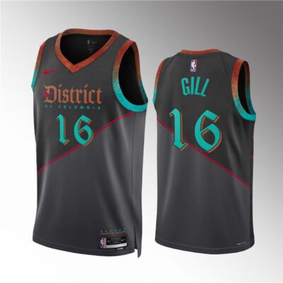 Washington Wizards #16 Anthony Gill Black 2023/24 City Edition Stitched Basketball Jersey