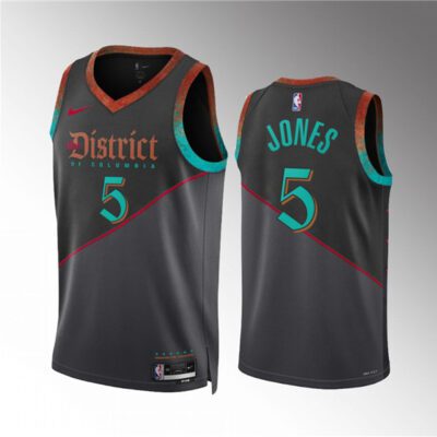 Washington Wizards #5 Tyus Jones Black 2023/24 City Edition Stitched Basketball Jersey