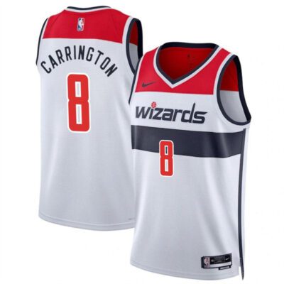 Washington Wizards #8 Carlton Carrington White Association Edition Stitched Basketball Jersey