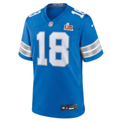 Alternative view of Antoine Green #18 Detroit Lions Super Bowl LIX Youth Jersey - Blue