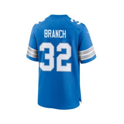 Alternative view of Brian Branch 32 Detroit Lions Super Bowl LIX New Orleans Patch Game Men Jersey - Blue