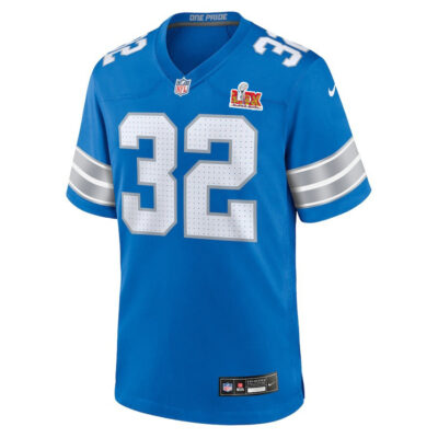 Alternative view of Brian Branch #32 Detroit Lions Super Bowl LIX Youth Jersey - Blue