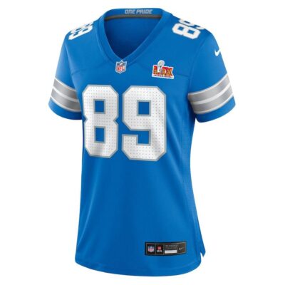 Alternative view of Brock Wright #89 Detroit Lions Super Bowl LIX Women's Jersey - Blue