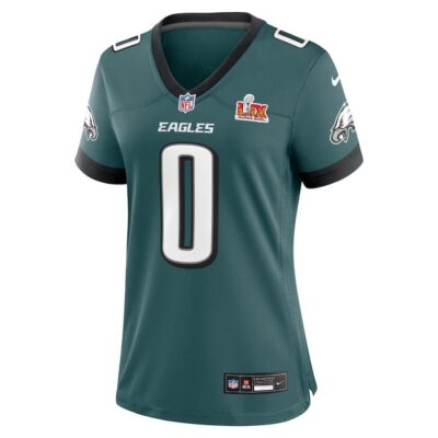 Alternative view of Bryce Huff #0 Philadelphia Eagles Super Bowl LIX Women's Jersey - Midnight Green