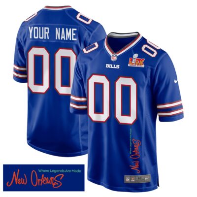 Buffalo Bills Super Bowl LIX 'New Orleans - Where Legends Are Made' Game Men Custom Jersey - Royal