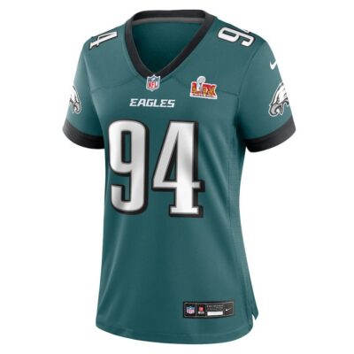 Alternative view of Byron Young #94 Philadelphia Eagles Super Bowl LIX Women's Jersey - Midnight Green