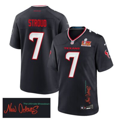 C.J. Stroud 7 Houston Texans Super Bowl LIX 'New Orleans - The Ultimate Showdown' Game Men Jersey - Navy