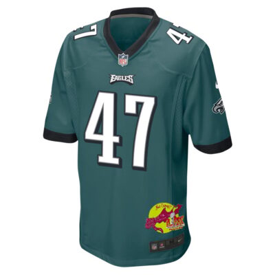 C.J. Uzomah 47 Philadelphia Eagles Super Bowl LIX New Orleans Patch Game Men Jersey - Midnight Green - Image 3