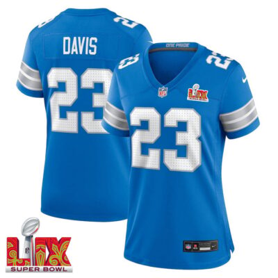 Carlton Davis #23 Detroit Lions Super Bowl LIX Women's Jersey - Blue