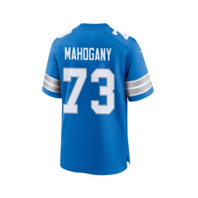 Alternative view of Christian Mahogany 73 Detroit Lions Super Bowl LIX New Orleans Patch Game Men Jersey - Blue