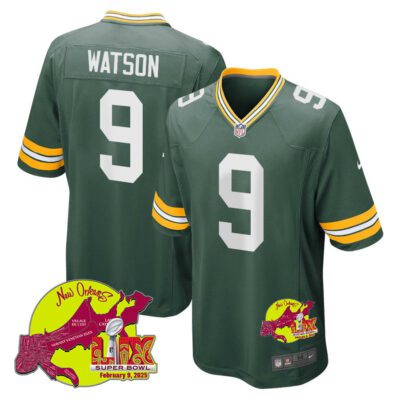 Christian Watson 9 Green Bay Packers Super Bowl LIX New Orleans Patch Game Men Jersey - Green