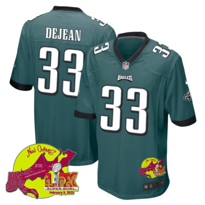 Cooper DeJean 33 Philadelphia Eagles Super Bowl LIX New Orleans Patch Game Men Jersey - Midnight Green