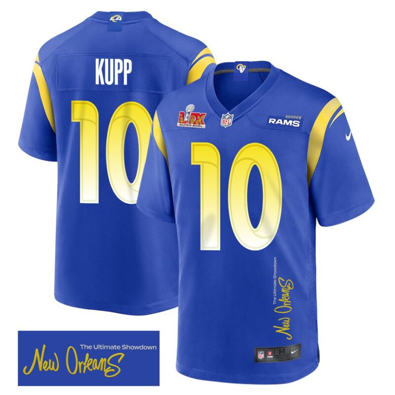 Cooper Kupp 10 Los Angeles Rams Super Bowl LIX 'New Orleans - The Ultimate Showdown' Game Men Jersey - Royal