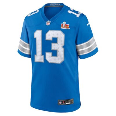 Alternative view of Craig Reynolds #13 Detroit Lions Super Bowl LIX Jersey - Men's - Blue