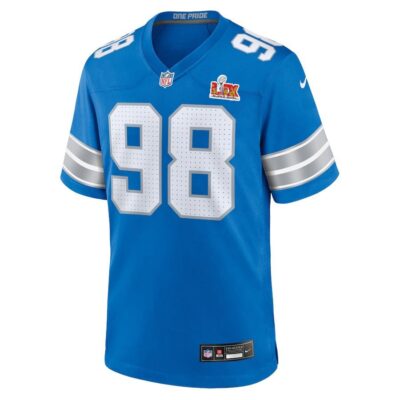 Alternative view of DJ Reader #98 Detroit Lions Super Bowl LIX Jersey - Men's - Blue
