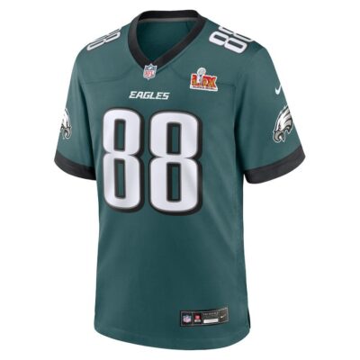 Alternative view of Dallas Goedert #88 Philadelphia Eagles Super Bowl LIX Jersey - Men's - Midnight Green