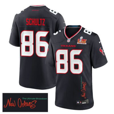 Dalton Schultz 86 Houston Texans Super Bowl LIX 'New Orleans - The Ultimate Showdown' Game Men Jersey - Navy