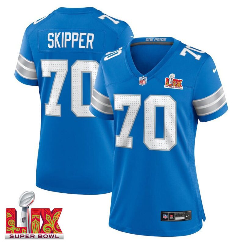 Dan Skipper #70 Detroit Lions Super Bowl LIX Women's Jersey - Blue