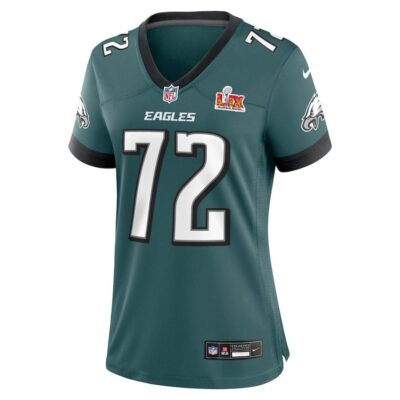 Alternative view of Darian Kinnard #72 Philadelphia Eagles Super Bowl LIX Women's Jersey - Midnight Green
