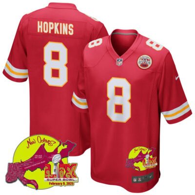 DeAndre Hopkins 8 Kansas City Chiefs Super Bowl LIX New Orleans Patch Game Men Jersey - Red