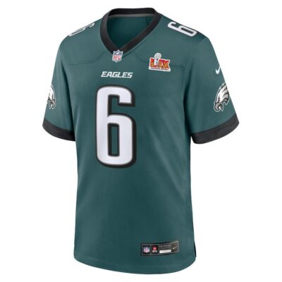 Alternative view of DeVonta Smith #6 Philadelphia Eagles Super Bowl LIX Jersey - Men's - Midnight Green