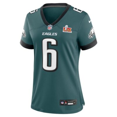 Alternative view of DeVonta Smith #6 Philadelphia Eagles Super Bowl LIX Women's Jersey - Midnight Green