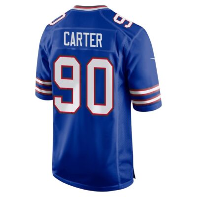 Alternative view of DeWayne Carter 90 Buffalo Bills Super Bowl LIX New Orleans Patch Game Men Jersey - Royal