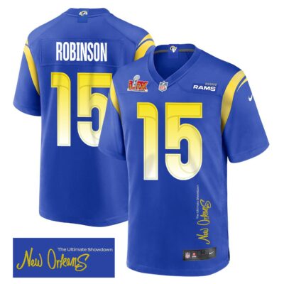 Demarcus Robinson 15 Los Angeles Rams Super Bowl LIX 'New Orleans - The Ultimate Showdown' Game Men Jersey - Royal