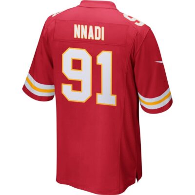 Alternative view of Derrick Nnadi 91 Kansas City Chiefs Super Bowl LIX New Orleans Patch Game Men Jersey - Red