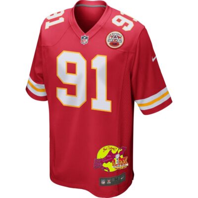 Derrick Nnadi 91 Kansas City Chiefs Super Bowl LIX New Orleans Patch Game Men Jersey - Red - Image 3