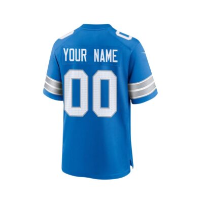 Alternative view of Detroit Lions Super Bowl LIX New Orleans Patch Game Men Custom Jersey - Blue