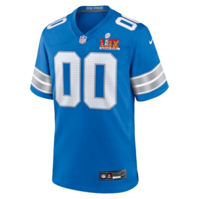 Alternative view of Detroit Lions Super Bowl LIX Patch Game Men Custom Jersey - Blue