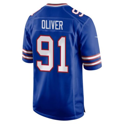 Alternative view of Ed Oliver 91 Buffalo Bills Super Bowl LIX New Orleans Patch Game Men Jersey - Royal