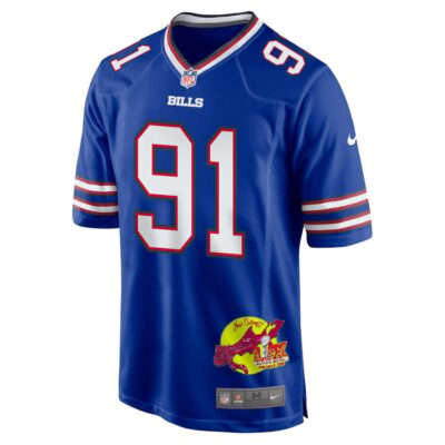 Ed Oliver 91 Buffalo Bills Super Bowl LIX New Orleans Patch Game Men Jersey - Royal - Image 3