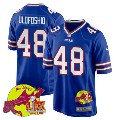 Edefuan Ulofoshio 48 Buffalo Bills Super Bowl LIX New Orleans Patch Game Men Jersey - Royal