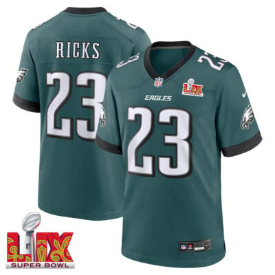Eli Ricks #23 Philadelphia Eagles Super Bowl LIX Jersey - Men's - Midnight Green