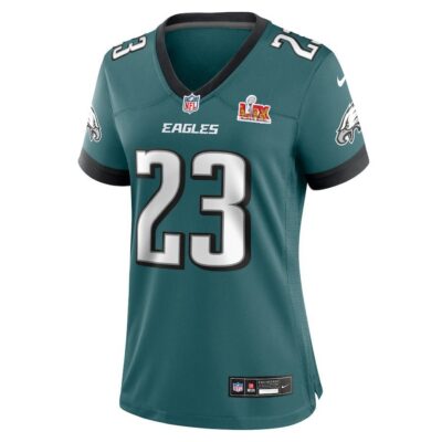 Alternative view of Eli Ricks #23 Philadelphia Eagles Super Bowl LIX Women's Jersey - Midnight Green