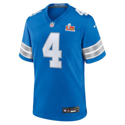 Alternative view of Emmanuel Moseley #4 Detroit Lions Super Bowl LIX Jersey - Men's - Blue