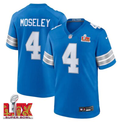 Emmanuel Moseley #4 Detroit Lions Super Bowl LIX Jersey - Men's - Blue