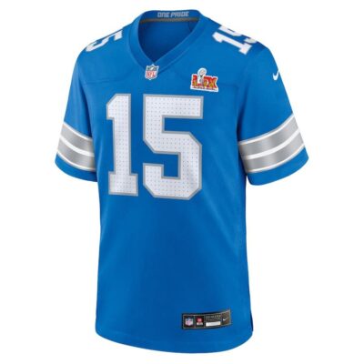 Alternative view of Ennis Rakestraw Jr. #15 Detroit Lions Super Bowl LIX Jersey - Men's - Blue