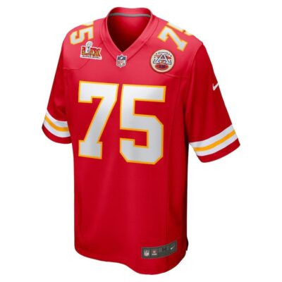 Alternative view of Ethan Driskell #75 Kansas City Chiefs Super Bowl LIX Jersey - Men's - Red
