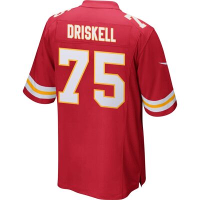 Alternative view of Ethan Driskell 75 Kansas City Chiefs Super Bowl LIX New Orleans Patch Game Men Jersey - Red