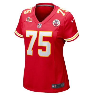 Alternative view of Ethan Driskell #75 Kansas City Chiefs Super Bowl LIX Women's Jersey - Red