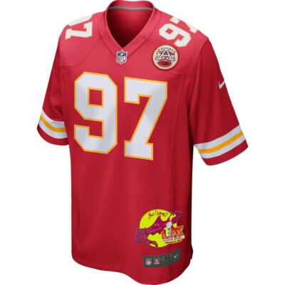 Felix Anudike-Uzomah 97 Kansas City Chiefs Super Bowl LIX New Orleans Patch Game Men Jersey - Red - Image 3