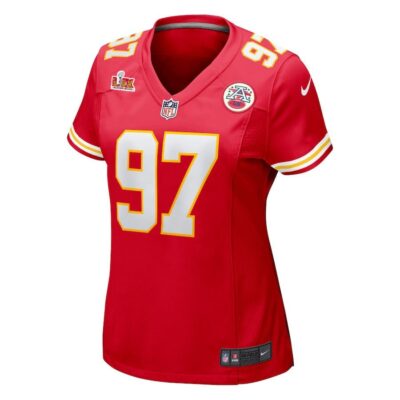 Alternative view of Felix Anudike-Uzomah #97 Kansas City Chiefs Super Bowl LIX Women's Jersey - Red